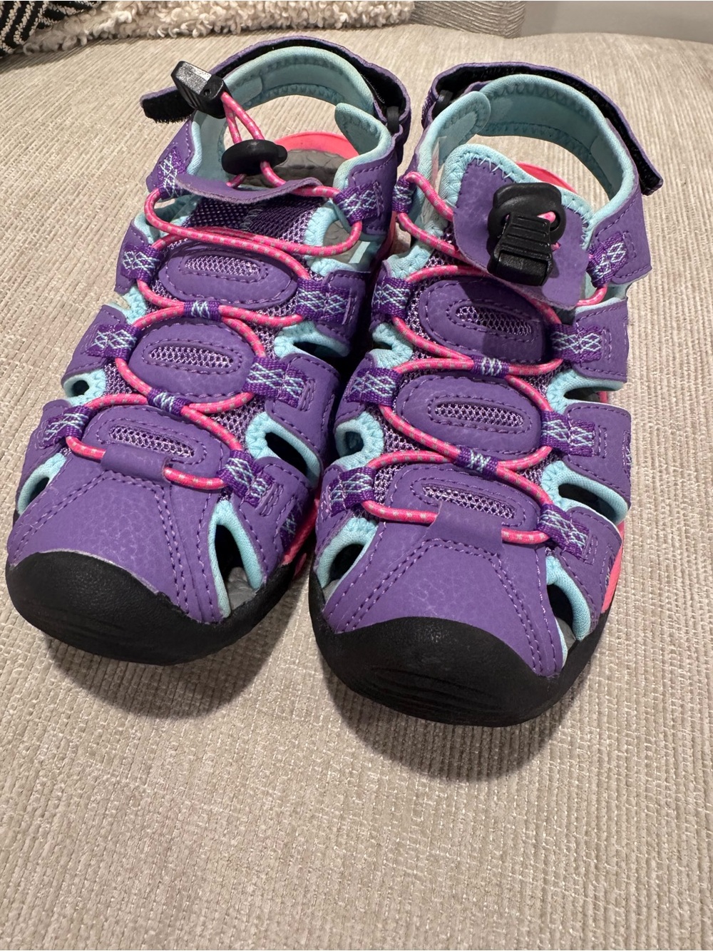 Dream Pairs Purple Aqua Kids Sport Sandals with Pink Accents